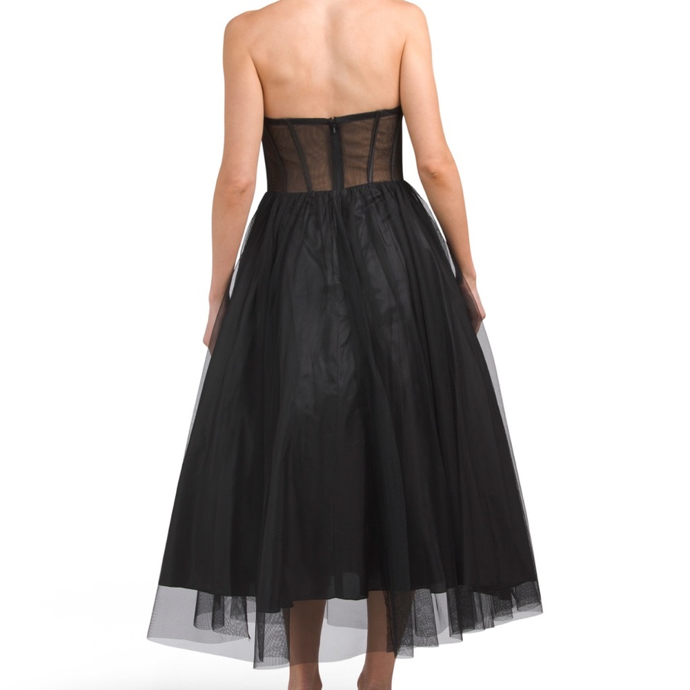 Betsy & Adam Black Strapless Mesh Dress - Picture 2 of 2